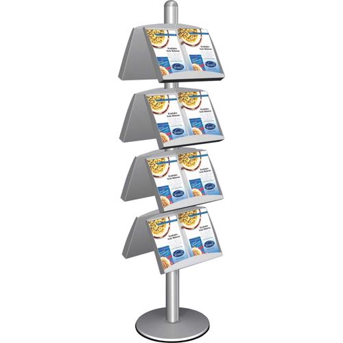 ProStand 47 - dobbelsidig brosjyrestativ m/ stålhyller - 16xA4