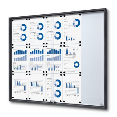 Antrasitt Whiteboard skap med skyvedører - 15xA4