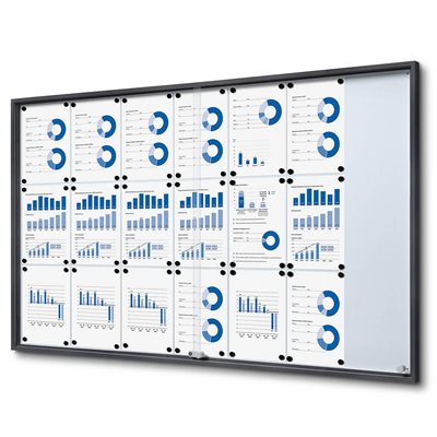 Antrasitt Whiteboard skap med skyvedører - 21xA4