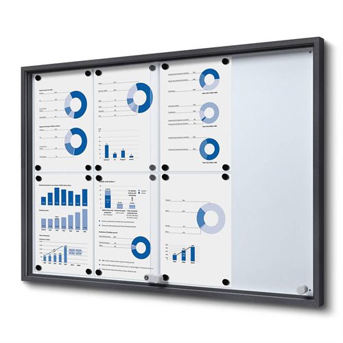 Antrasitt Whiteboard skap med skyvedører - 8xA4