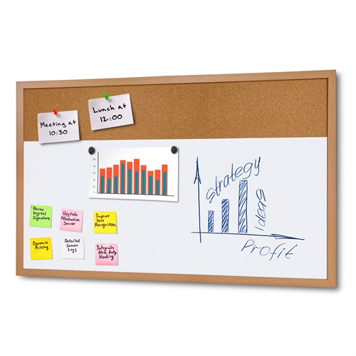 Tre Combi Board whiteboard med kork til vegg - 90x60 cm