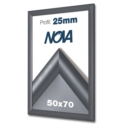 Nova Antracit klikkramme med 25mm profil - 50x70 cm