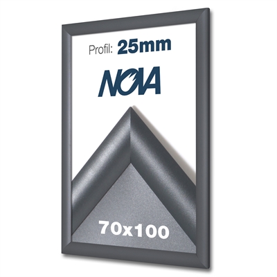 Nova Antracit klikkramme med 25mm profil - 70x100 cm