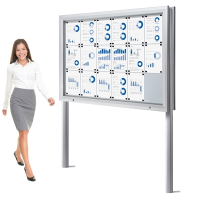 Premium Dobbelsidig 18xA4 Outdoor Whiteboard Uthengsskap med Stolper