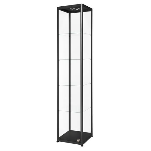 Premium Sort LED glassmonter med lås - 40x40x200 cm