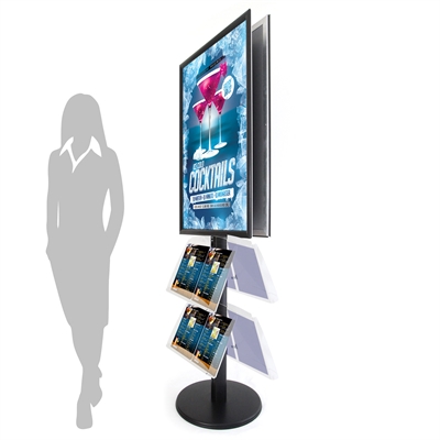 Sort ProStand 112 - Dobbelsidig Infostand med brosjyreholdere - B1 - 70x100 cm