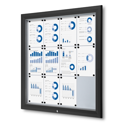 Svart Premium 12xA4 Outdoor Whiteboard Uthengsskap