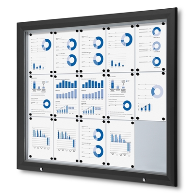 Svart Premium 15xA4 Outdoor Whiteboard Uthengsskap