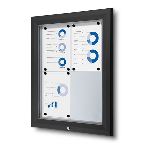 Svart Premium 4xA4 Outdoor Whiteboard Uthengsskap