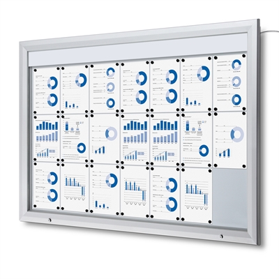 Premium LED Outdoor whiteboard skap med lys - 21xA4