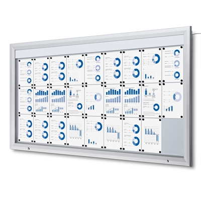 Premium LED Outdoor whiteboard skap med lys - 27xA4