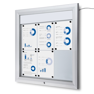 Premium LED Outdoor whiteboard skap med lys - 6xA4