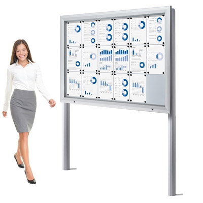 Premium 18xA4 Outdoor Whiteboard Uthengsskap med stolper