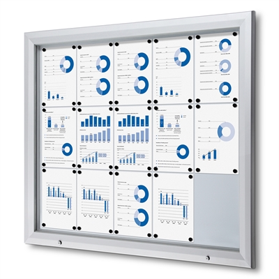 Premium Outdoor Whiteboard Oppslagsskap - 15xA4